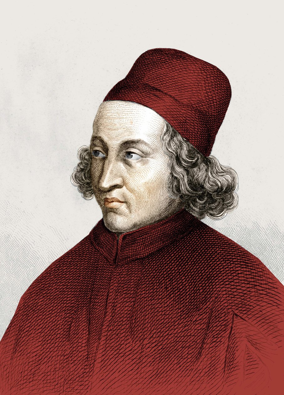 Portræt af Marsilio Ficino, dit en francais Marsile Ficin (1433 - 1499), gravering 1700-tallet. af Anonymous Anonymous