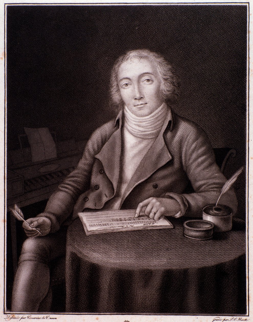 Portræt af Nicolas Marie Dalayrac (1753-1809) engelsk komponist Gravering. 19. århundrede. Privat samling af Anonymous Anonymous