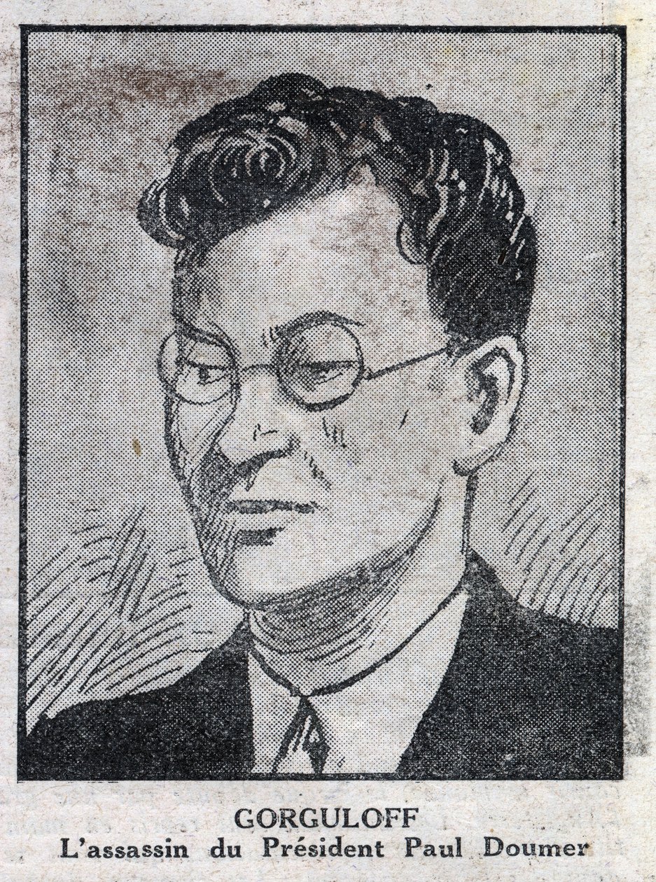 Portræt af Paul Gorgulov eller Gorguloff (1895-1932), snigmorder på den franske præsident Paul Doumer (1857-1932). Indgravering i "" L