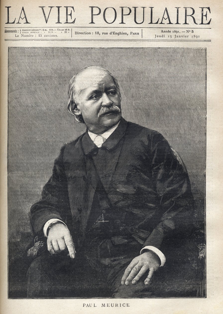 Portræt af Paul Meurice (1818-1905), fransk forfatter. Indgravering i "Populært liv"" af Anonymous Anonymous