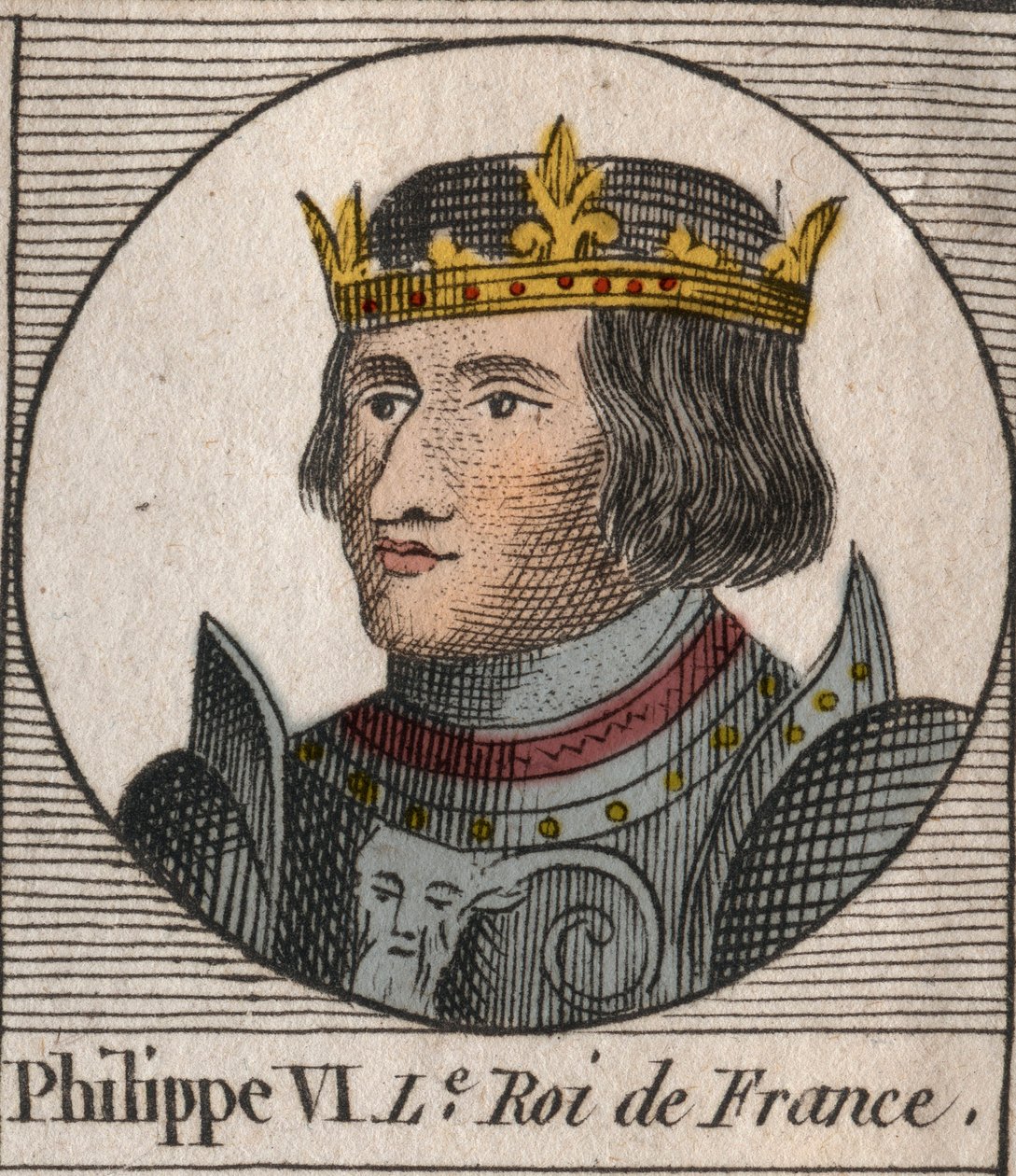 Portræt af Philippe VI af Valois (1294 - 1350), Konge af Frankrig - Philip VI af Valois (1293-1350) Konge af Frankrig - gravering fra "Instruction sur l