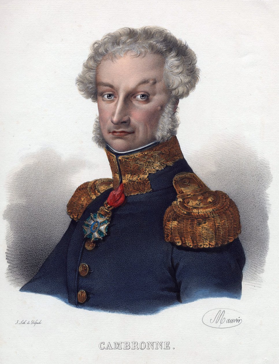 Portræt af Pierre Cambronne (1770-1842) - Anonym - 1835 - Litografi, akvarel - 32x24 - Privat samling af Anonymous Anonymous