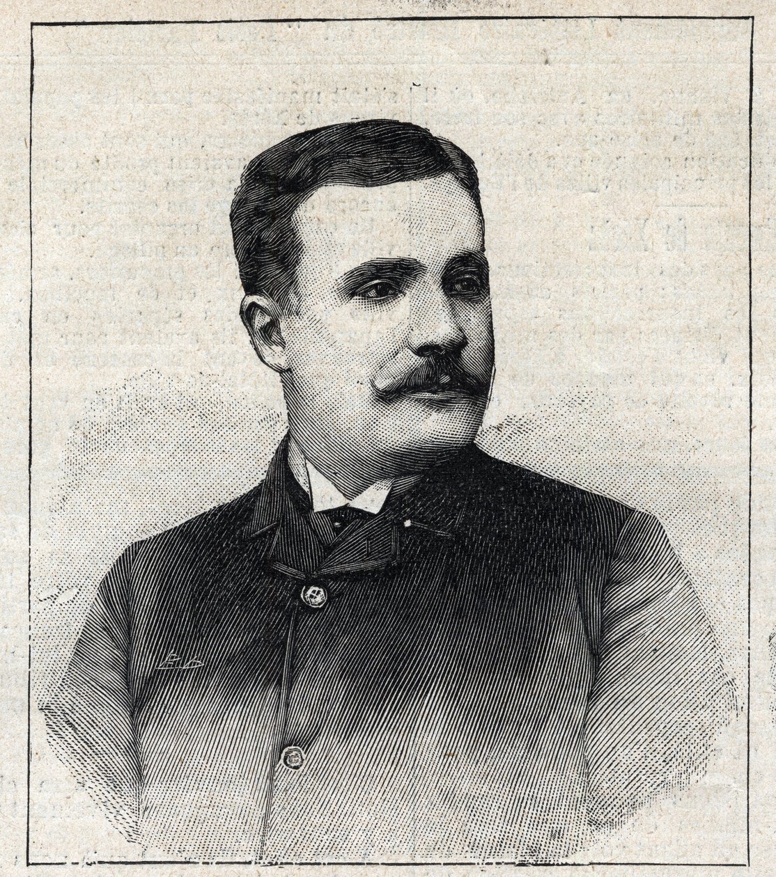 Portræt af Pierre Decourcelle, fransk forfatter (1856-1926). Gravering i "" Le Petro Parisien"" af Anonymous Anonymous
