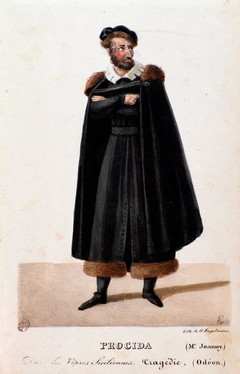 Portræt af Procida fortolket af Joanny i The Sicilian Vespers opera af Giuseppe Verdi af Anonymous Anonymous