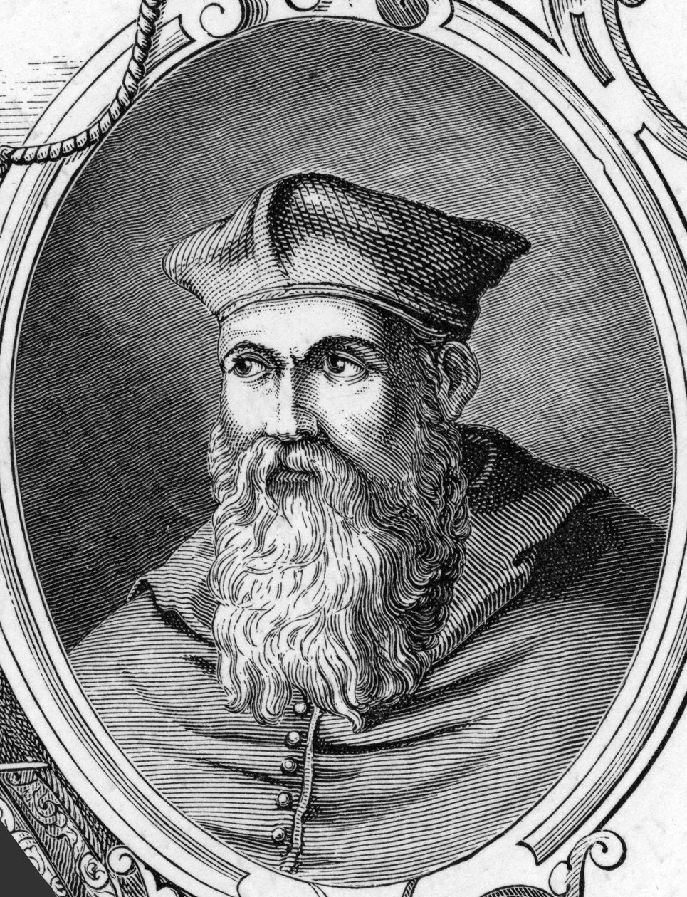 Portræt af Sebastiano Luciani dit Sebastiano del Piombo (1485-1547) italiensk maler. 1859 gravering i "" gallerierne i Europa - Italien"" af Armandaud. Privat samling. af Anonymous Anonymous