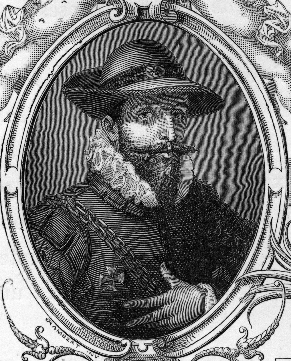 Portræt af Simone Cantarini sagde Pesarese (1612-1648) gravering af 1859 i "" gallerierne i Europa - Italien "" af Armandaud. Privat samling. af Anonymous Anonymous