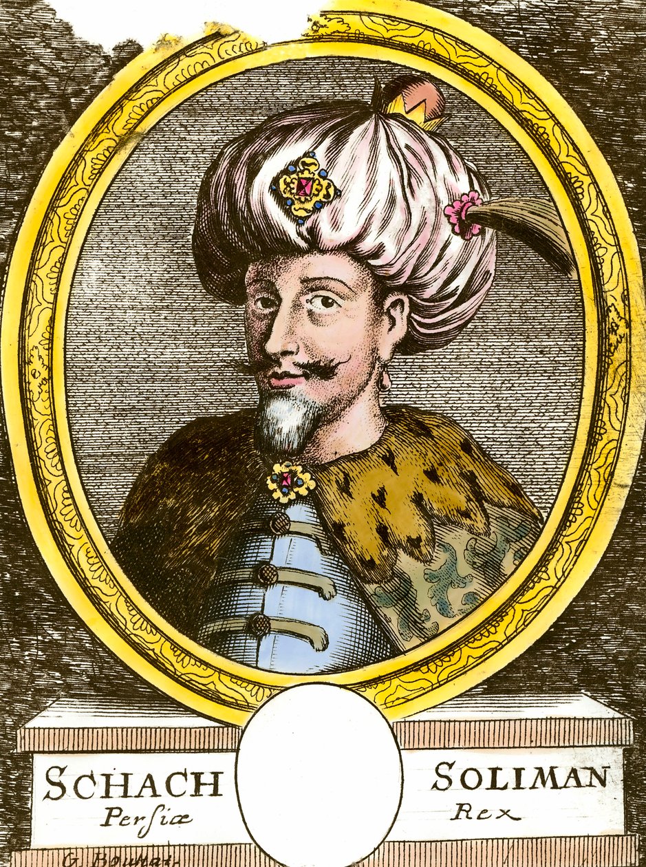Portræt af Soliman (Suleyman) I den storslåede (1494-1566), osmannisk sultangravering fra det 18. århundrede. Privat samling af Anonymous Anonymous