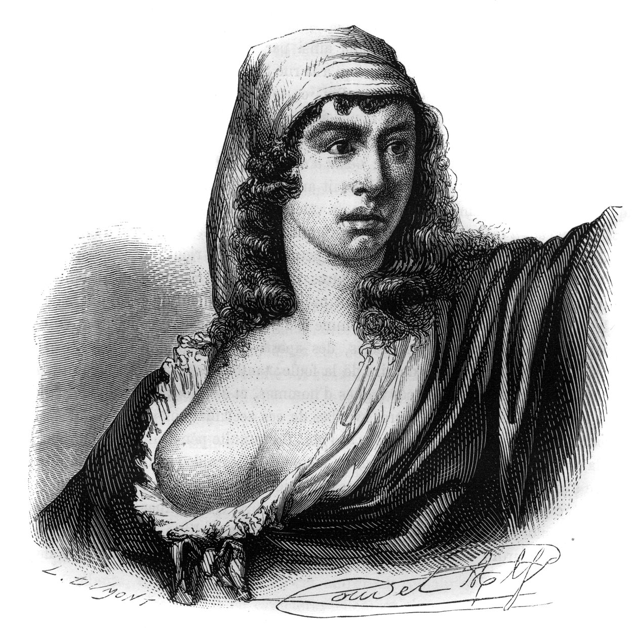 Portræt af Theroigne de Mericourt (1762-1817), fransk revolutionær - Indgravering i "Histoire des Girondins"" af Alphonse de Lamartine (1790-1869) 1865-1866 - Privat samling af Anonymous Anonymous