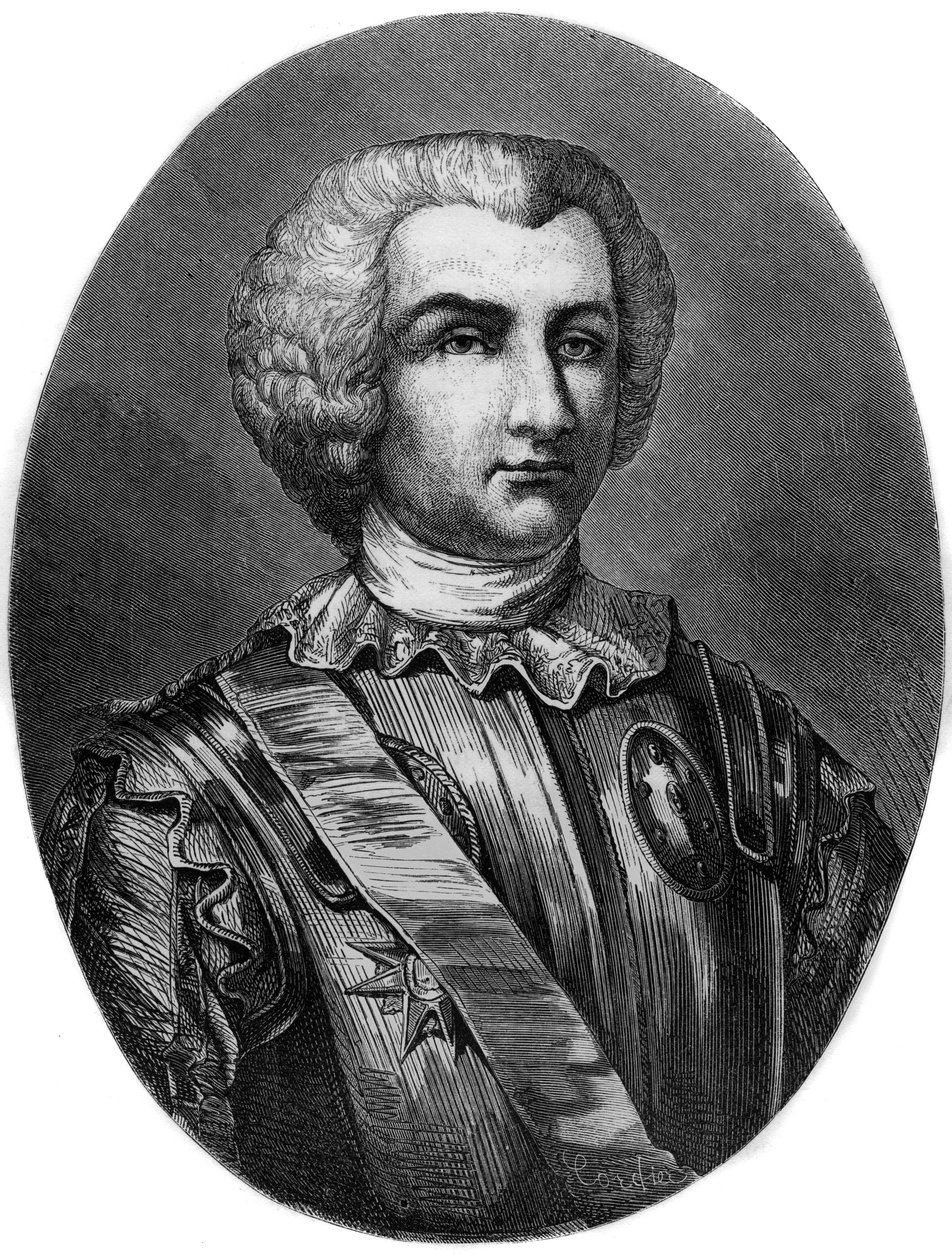 Portræt af Thomas Arthur (1702-66) Jarl af Lally - Portræt af markis Thomas Arthur, Baron de Tollendal, Jarl af Lally (1702-1766), fransk general af irsk oprindelse - Indgravering af 1863 i "The Red Book - History Of Stilladset i Frankrig” af Dupray de af Anonymous Anonymous