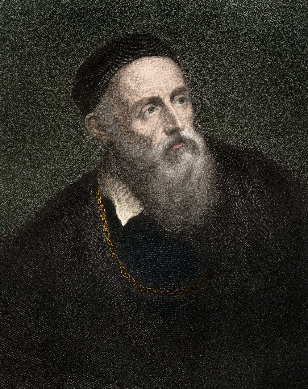 Portræt af Tizian (1490-1576), Tiziano Vecellio, venetiansk maler af Anonymous Anonymous