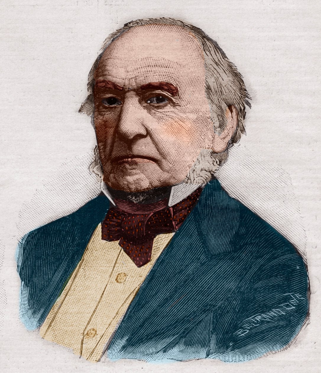 Portræt af William Ewart Gladstone (1809-1898), britisk premierminister og politiker. Stik i "" Le petit Parisien"" fra 1891. Privat samling. af Anonymous Anonymous