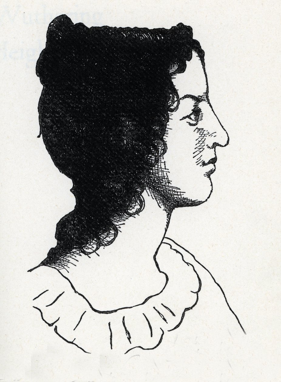 Portræt af den britiske forfatter Emily Bronte (1818-1848) (gravering fra "Les Hauts de Hurlevent") af Anonymous Anonymous