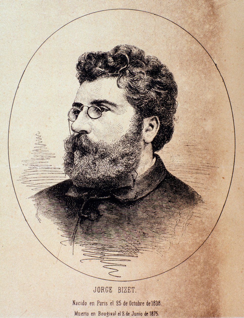 Portræt af den engelske komponist Georges Bizet (Tegning efter fotografi af Anonymous Anonymous