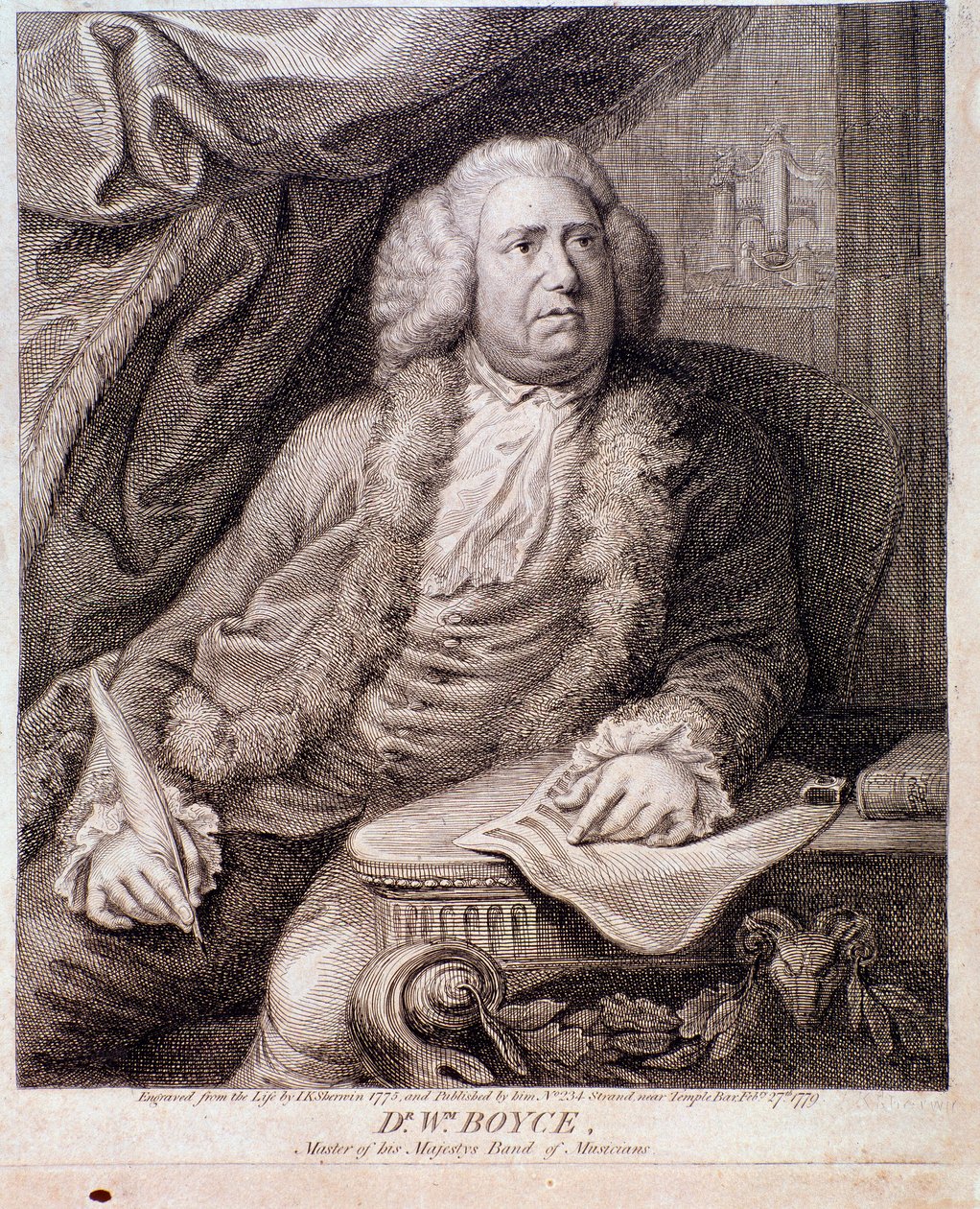 Portræt af den engelske komponist William Boyce (gravering. 1700-tallet) af Anonymous Anonymous