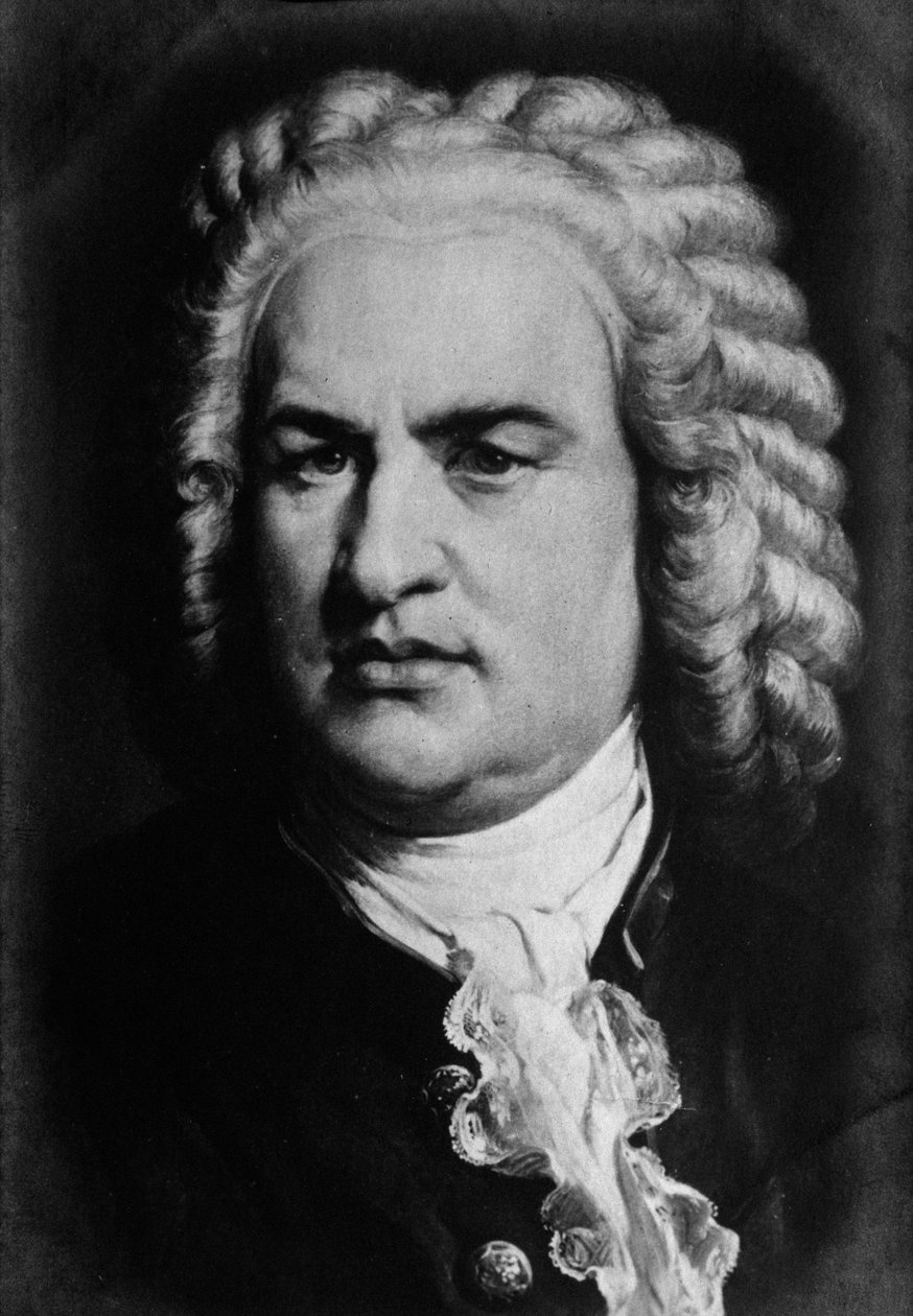 Portræt af den tyske komponist Johann Sebastian (Jean Sebastien) Bach (1685-1750). Gravering. 19. århundrede. privat samling af Anonymous Anonymous