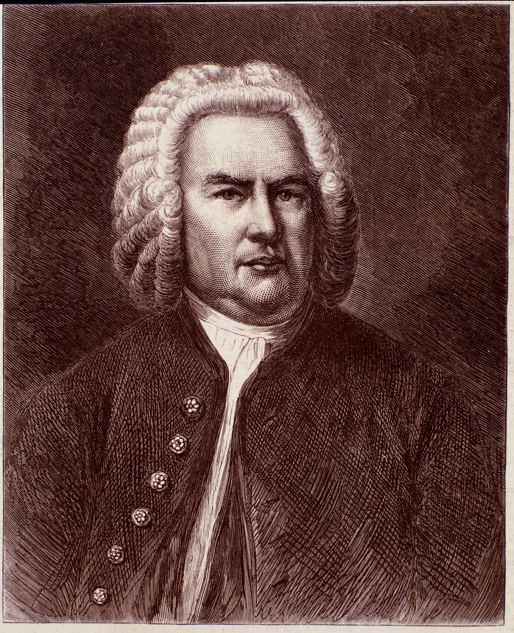 Portræt af den tyske komponist Johann Sebastian Bach (gravering. 1800-tallet) af Anonymous Anonymous
