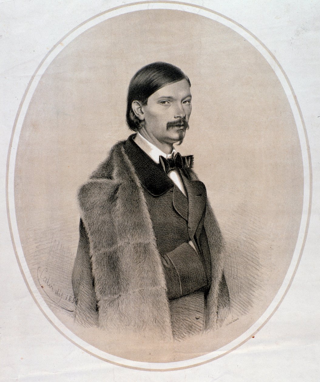 Portræt af den italienske dirigent, kontrabasmusiker og komponist Giovanni Bottesini (Tegning. 1858) af Anonymous Anonymous