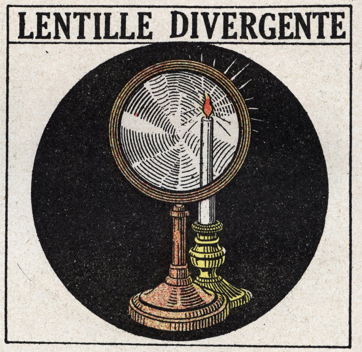 Prismer og linser: divergerende linse. Anonym illustration fra 1925. Privat samling. af Anonymous Anonymous