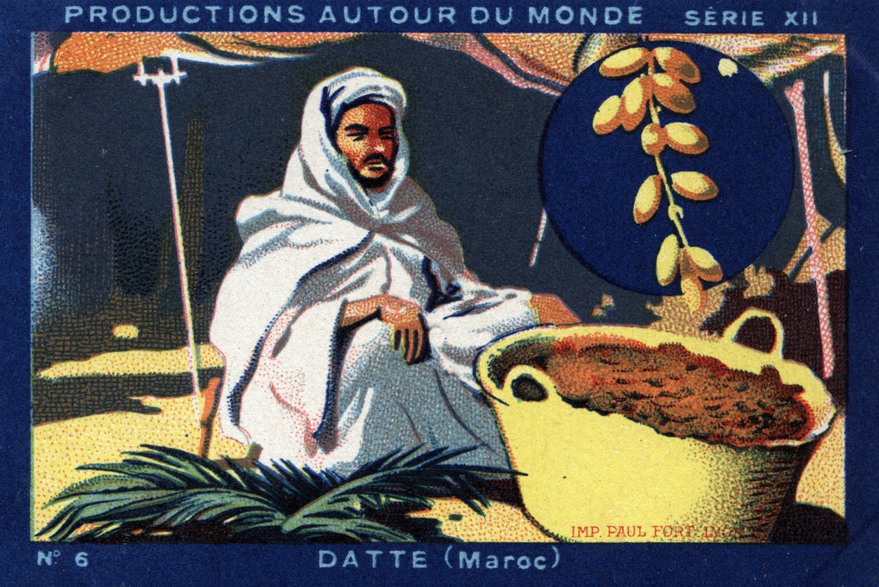 Produktioner over hele verden: Date i Marokko. 1933 kromolitografi i "" Album Joseph-Milliat"" af Anonymous Anonymous