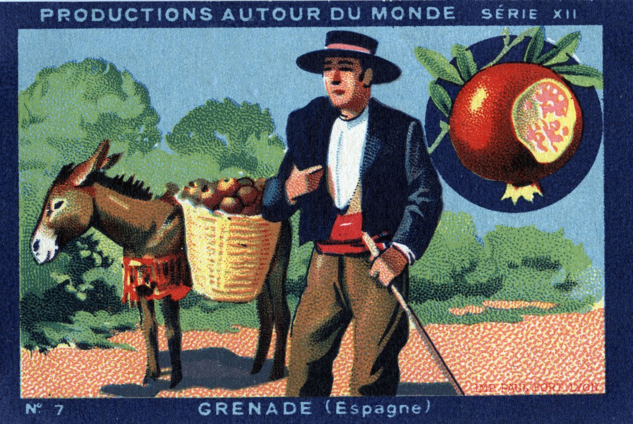 Produktioner over hele verden: Granada i Spanien. Chromolithography fra 1933 i "" Joseph-Milliat Album"" af Anonymous Anonymous