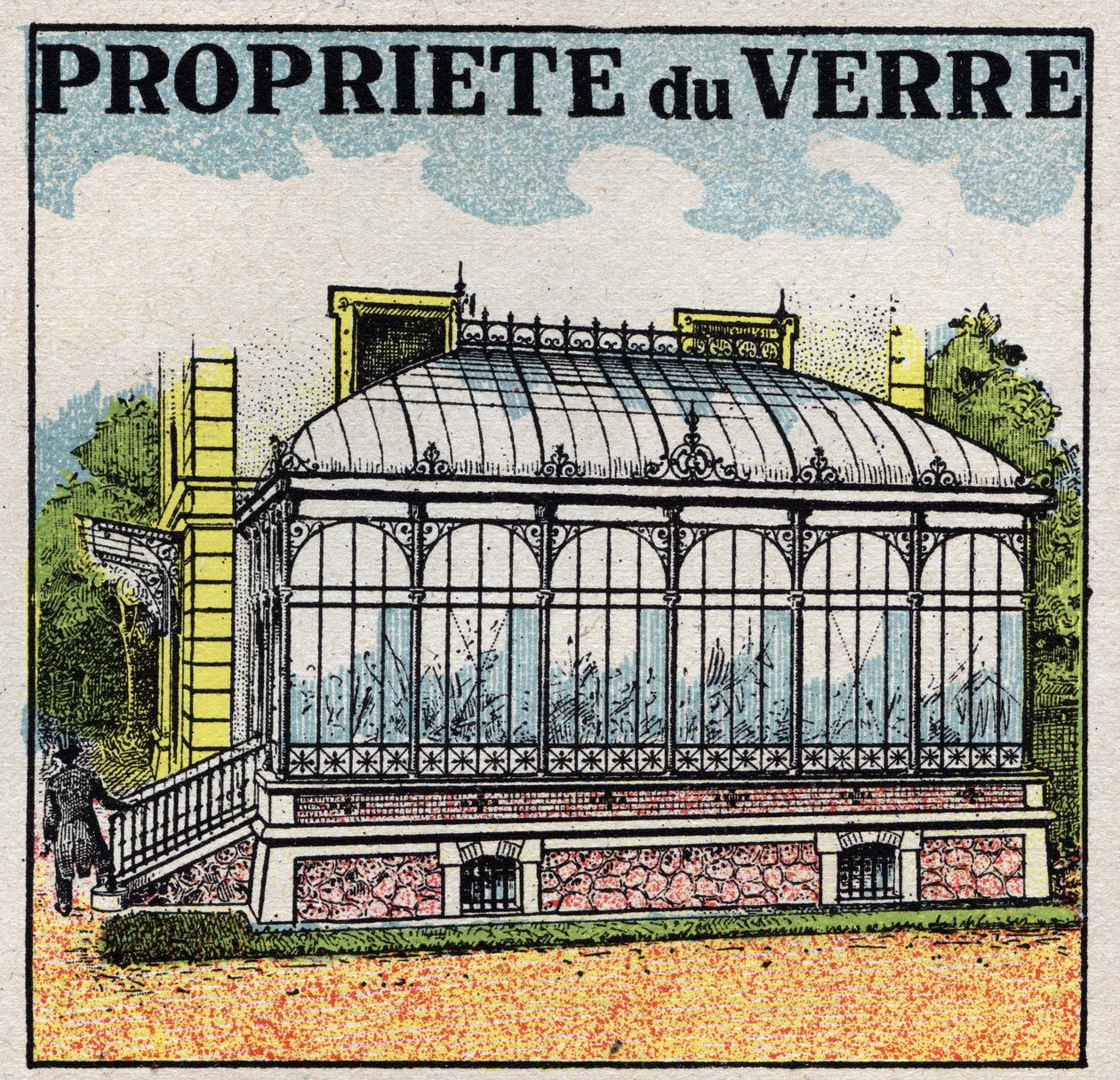 Stråling og ledningsevne: et drivhus af glas bruger en af glasets egenskaber til at være gennemsigtigt for lys varme og ikke for mørk varme. Anonym illustration fra 1925. Privat samling. af Anonymous Anonymous