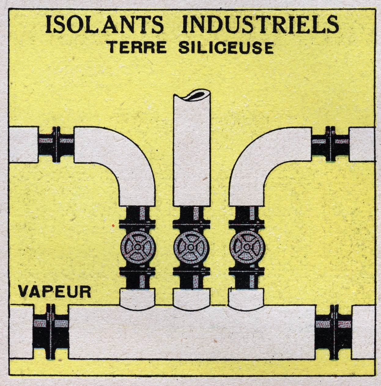 Stråling og ledningsevne: industriel isolering. Vi omkranser rørene med kiselholdige jordsten. Anonym illustration fra 1925. Privat samling. af Anonymous Anonymous