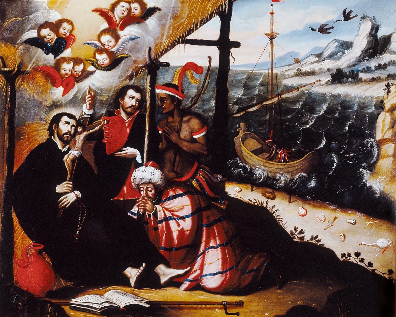 ""Repræsentation af Saint Francois Xavier (1506-1552), Jesuit missionær medstifter af selskabet Jesus og protektor for missionerne"" Anonymt maleri. af Anonymous Anonymous