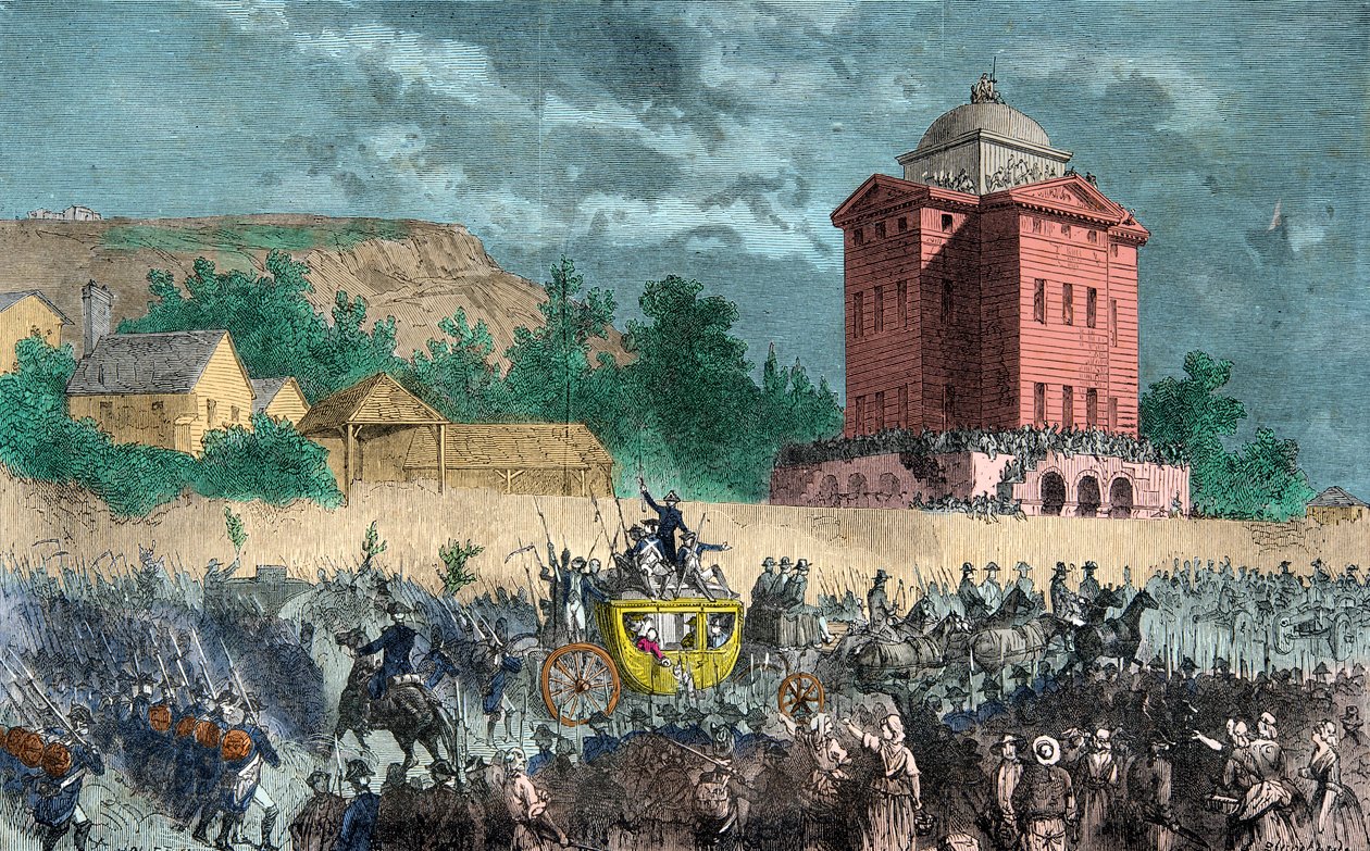 Retur af Varennes, kongefamilien bragt tilbage til Paris den 25. juni 1791, gravering, privat samling af Anonymous Anonymous