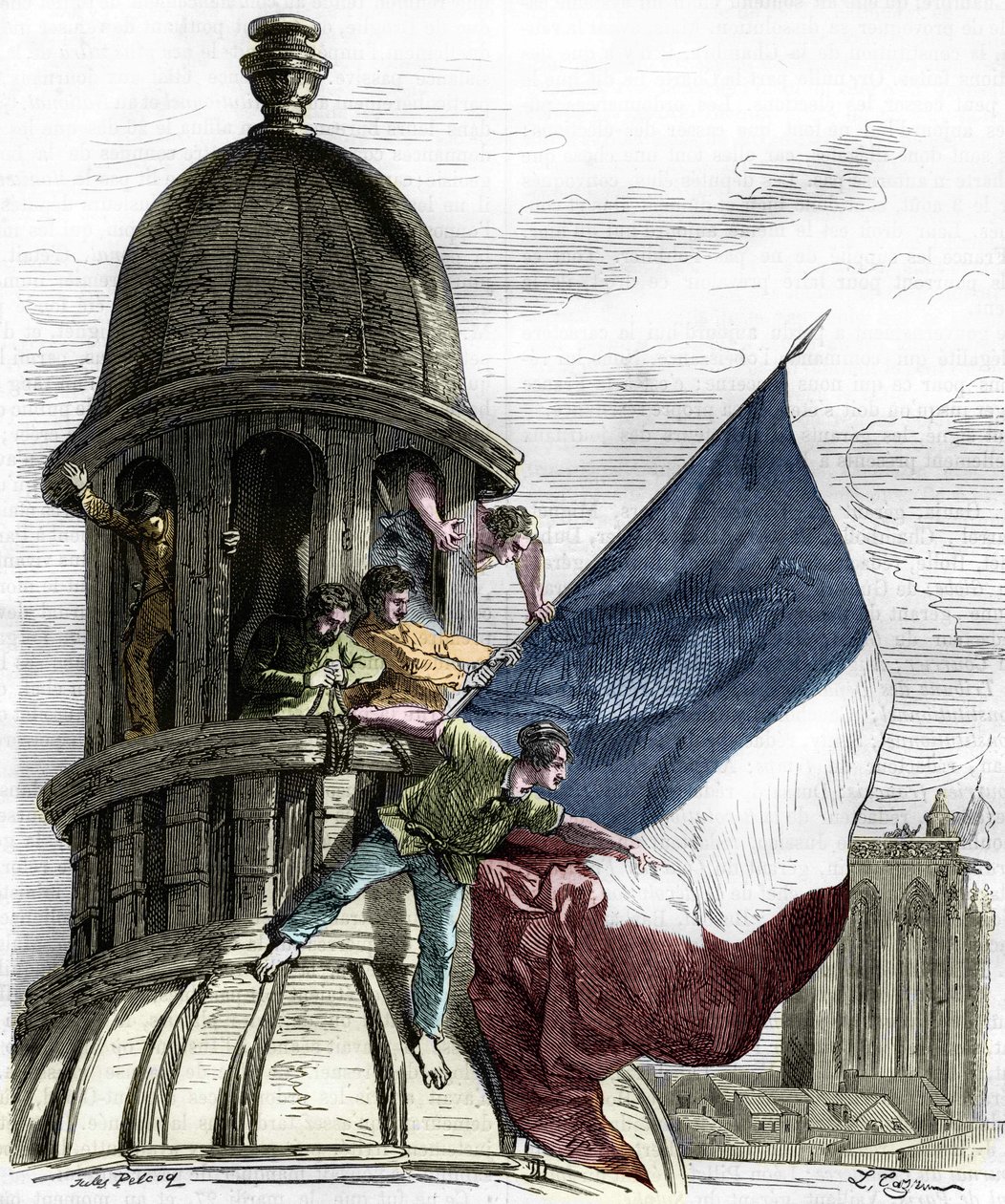 Revolution af 1830: det trefarvede flag på rådhuset. af Anonymous Anonymous