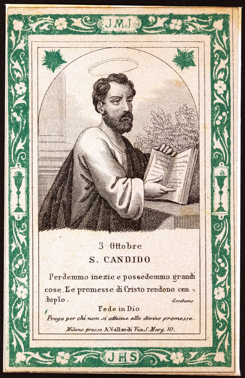 Saint Candide Pious billede. Postkort. begyndelsen af det 20. århundrede. Privat samling af Anonymous Anonymous