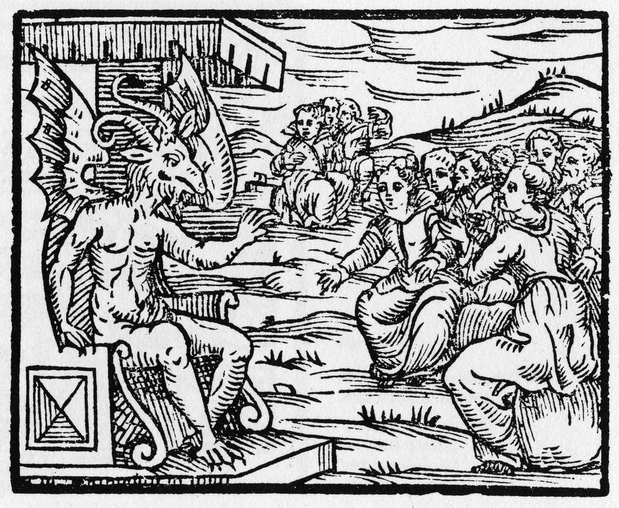 Satan henvender sig til troldmænd - "Compendium Maleficarum", omhandler hekse, deres ondskab og deres sortileges af Francesco Maria Guazzo eller Guaccio eller Guaccius (15?? -16??) 1608 privatsamling af Anonymous Anonymous