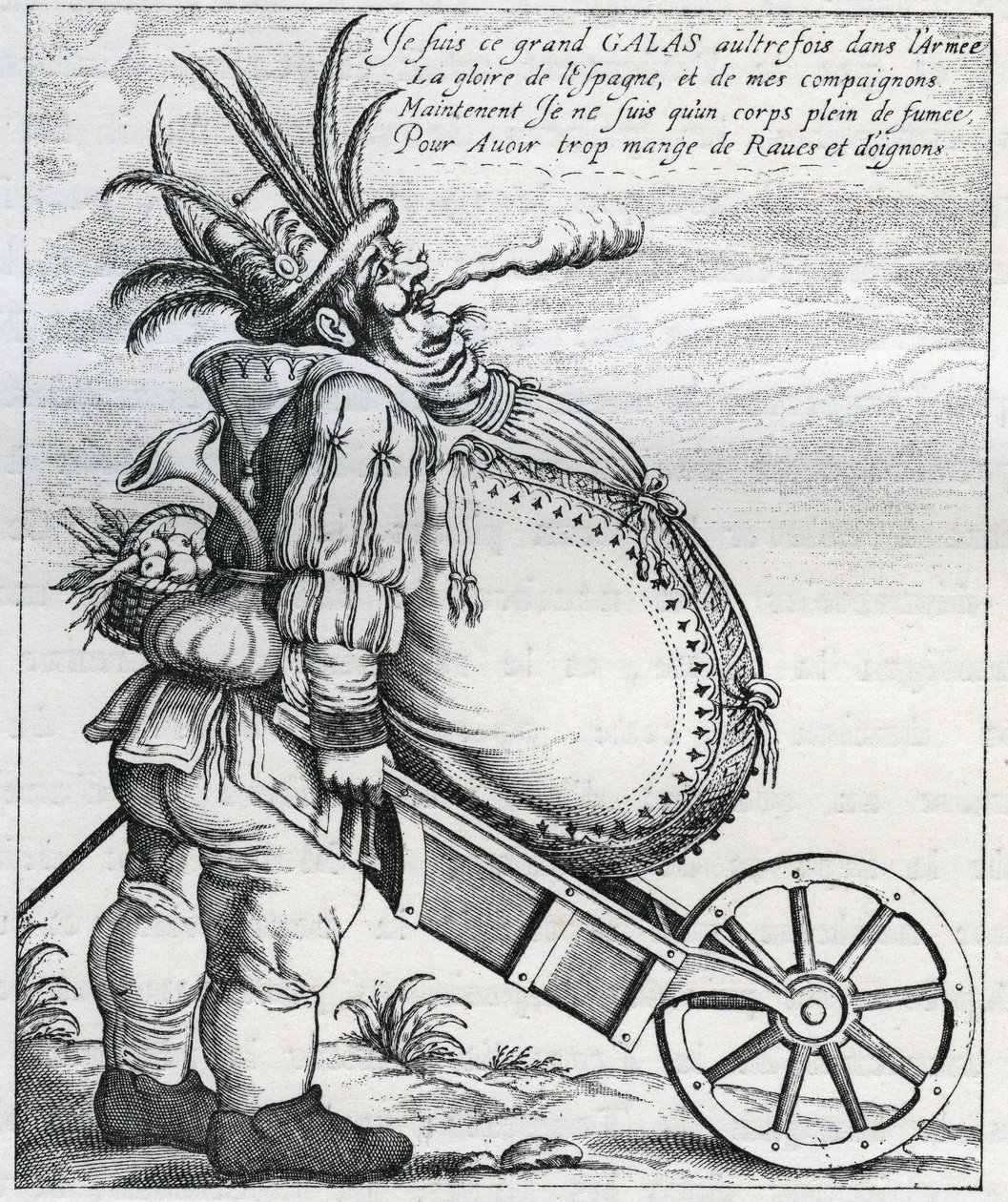 Satire mod Matthias Gallas (1584-1647) general fra den kejserlige hær under Trediveårskrigen, efter hans pensionering i 1636. Indgravering af det 17. århundrede. Privat samling. af Anonymous Anonymous