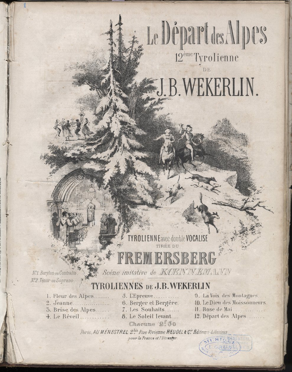 Nodehæfter af "" Le depart des alpes""" 12. zip-line af Jean-Baptiste (Jean Baptiste) Theodore Weckerlin eller Wekerlin 1821-1910 Privat samling. af Anonymous Anonymous