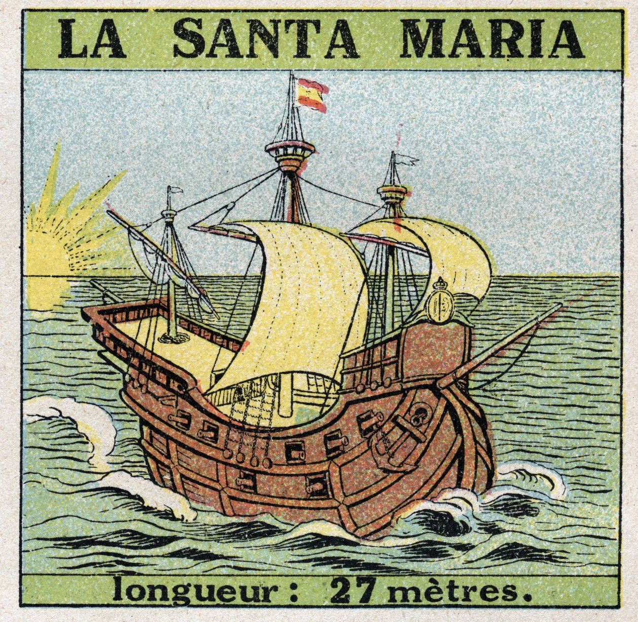 Skibe og skibe: Santa Maria, karavel af Christopher Columbus (1451-1506), da han opdagede Amerika i 1492. Anonym illustration fra 1925. Privat samling. af Anonymous Anonymous