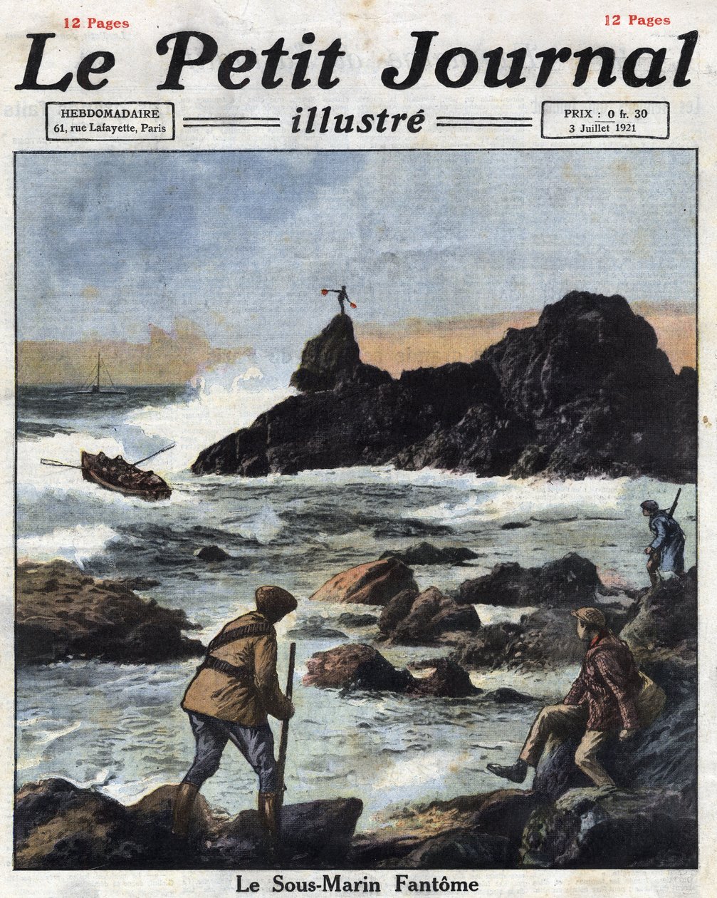 Sinn feiners (sinn-feiners), medlemmer af den irske republikanske hærs (IRA) politiske afdeling i Irland, går om bord på både for at nærme sig ubåde fra USA og forsyner i al hemmelighed Irland med våben og ammunition. Illustration taget fra "" Le petit af Anonymous Anonymous