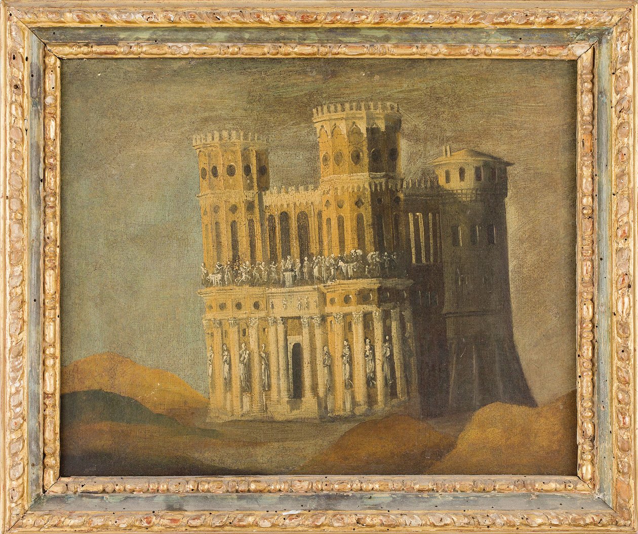 Souvenir imaginaire de Castel Nuovo - Imaginær erindring om Maschio Angioino, af Nome, Francois de (1593-efter 1630). Olie på lærred, første tredjedel af det 17. årh.. Mål: 27,5x34 cm. Privat samling af Anonymous Anonymous