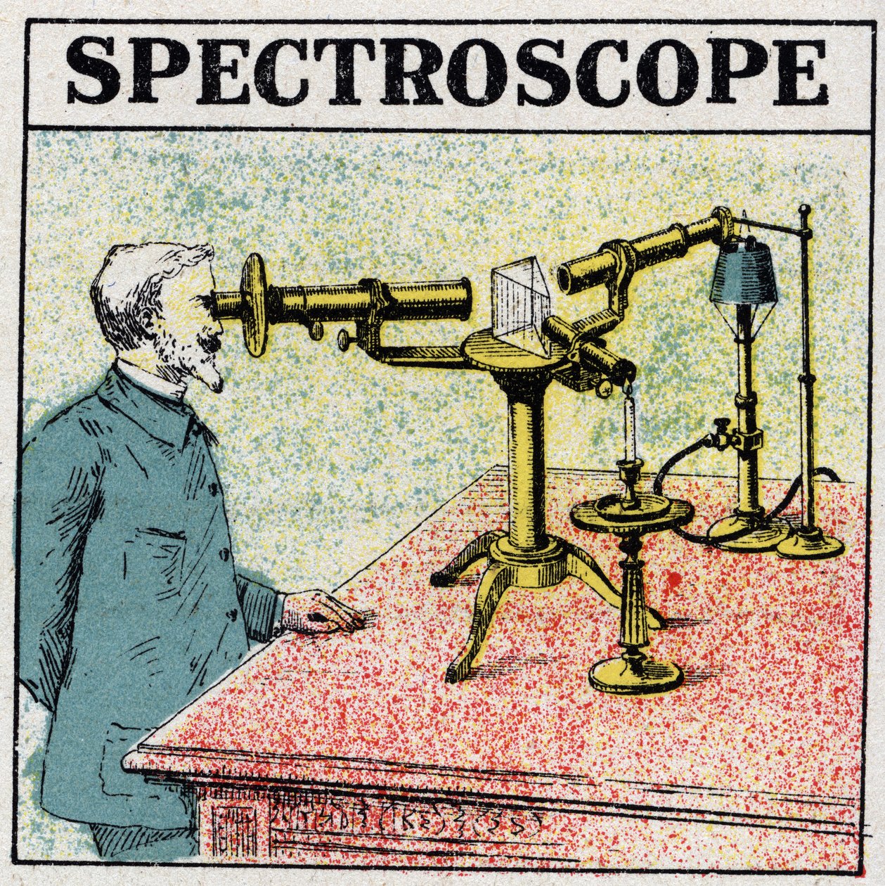Spektralanalyse: et spektroskop. Anonym illustration fra 1925. Privat samling. af Anonymous Anonymous