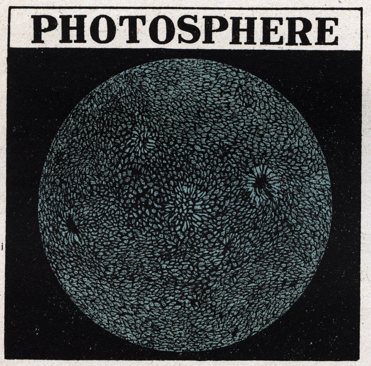 Spektralanalyse: solens sammensætning. Solens overflade kaldes fotosfæren. Anonym illustration fra 1925. Privat samling. af Anonymous Anonymous