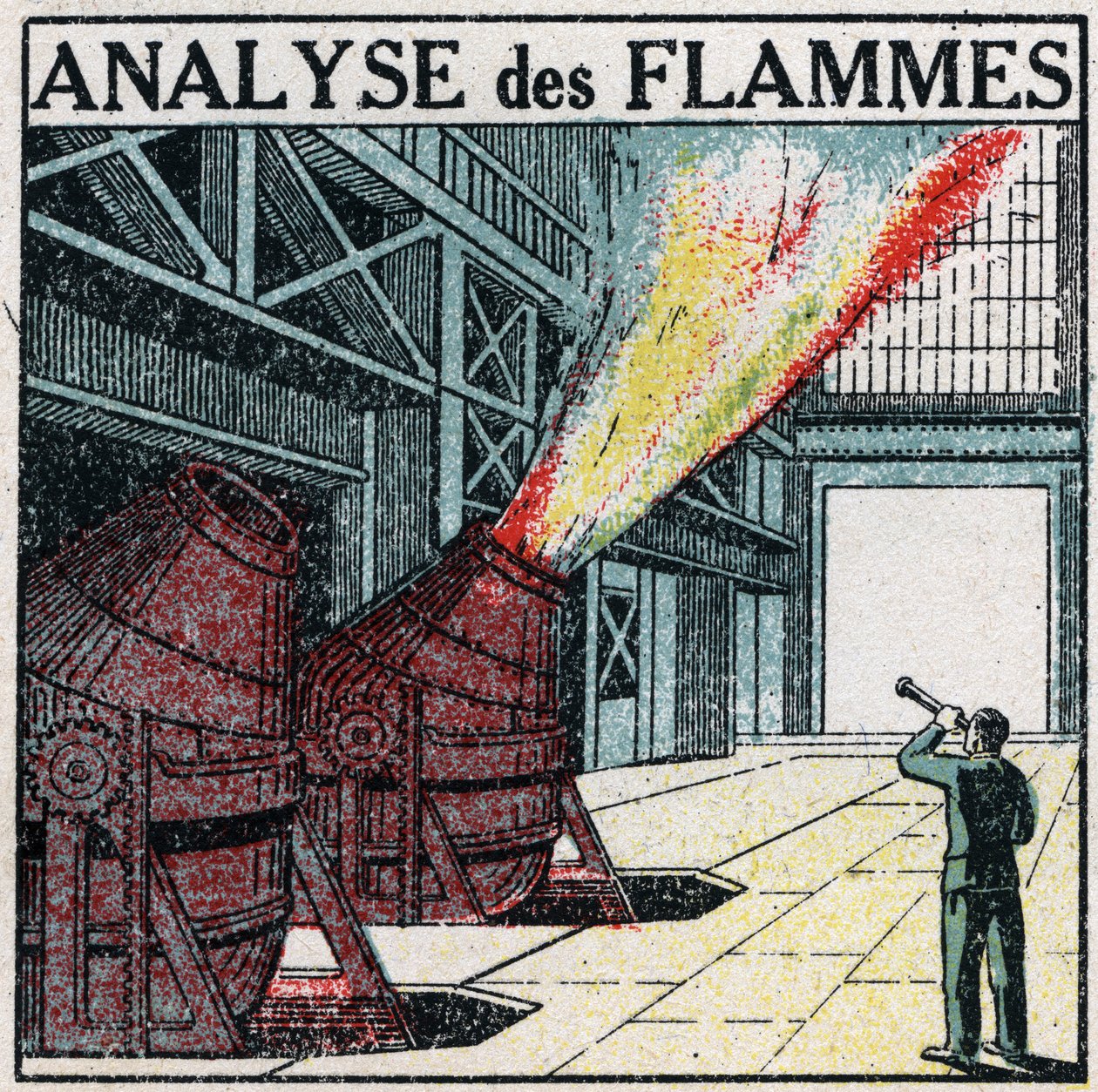 Spektralanalyse: flammeanalyse. Anonym illustration fra 1925. Privat samling. af Anonymous Anonymous