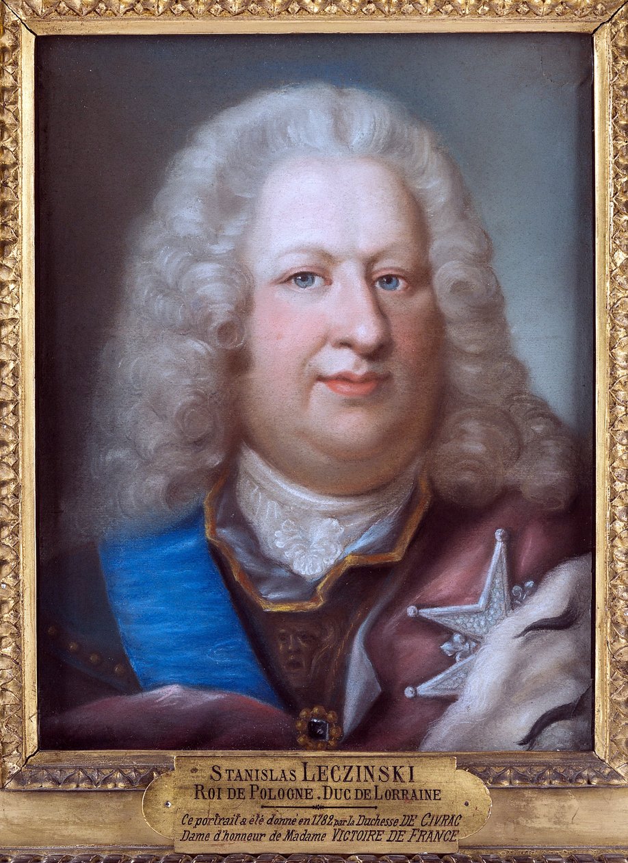 Stanislas I Leczinski, kaldet Beneficenten - Portræt af Stanislaw I Leszczynski (1677-1766), Polens konge - Anonym. Pastel på papir, ca. 1755. Størrelse: 39x29,5 cm. Privat samling af Anonymous Anonymous