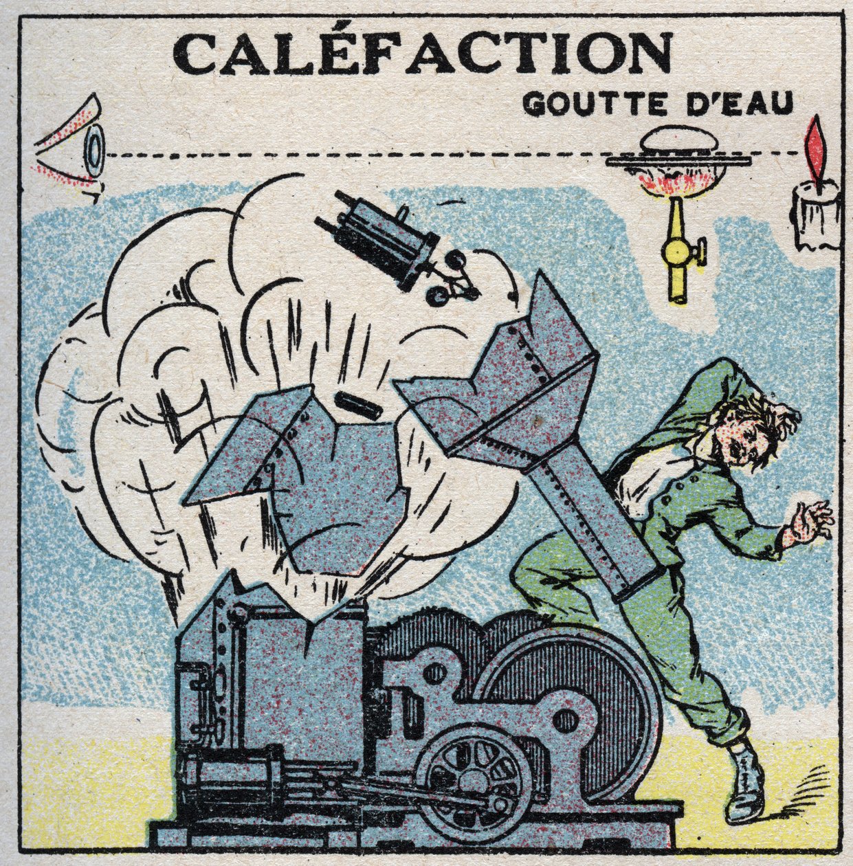Dampgeneratorer: eksplosion af en kedel forårsaget af forkalkning. Anonym illustration fra 1925. Privat samling. af Anonymous Anonymous
