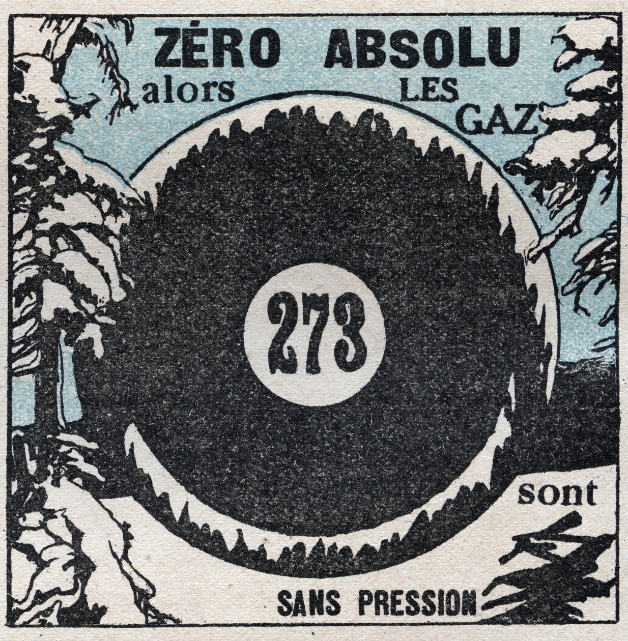 Temperatur og ekspansion: absolut nul (-273 grader celsius). Anonym illustration fra 1925. Privat samling. af Anonymous Anonymous