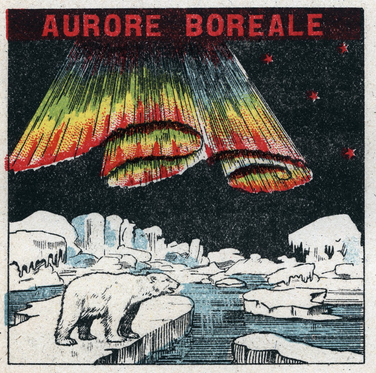 Terrestrisk magnetisme: aurora boreale i Arktis på grund af en magnetisk storm. Anonym illustration fra 1925. Privat samling. af Anonymous Anonymous