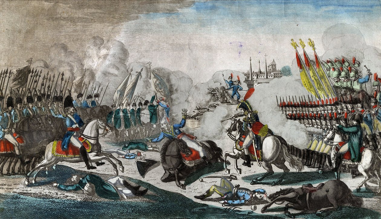 Slaget ved Luetzen (Bataille de Lutzen, ou Grossgorschen, 2. maj 1813) - Anonym - 1813 - Radering, akvarel - 38,9x29,2 - Privat samling af Anonymous Anonymous