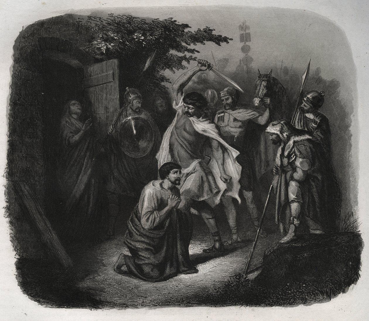Sankt Julians Dekollation (Martyrium). Indgravering fra 1846 i "" De helliges liv"". Privat samling. af Anonymous Anonymous