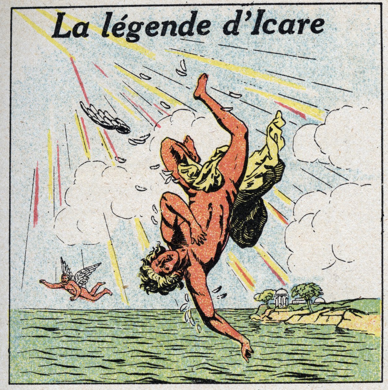 The Fall of Icarus - The Fall of Icarus. Anonym illustration af 1925. Privat samling. af Anonymous Anonymous