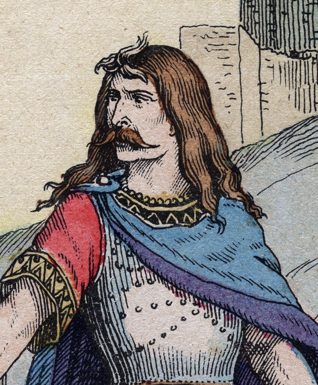 Den galliske høvding Vercingetorix (72-46 f.Kr.) - gravering af Anonymous Anonymous