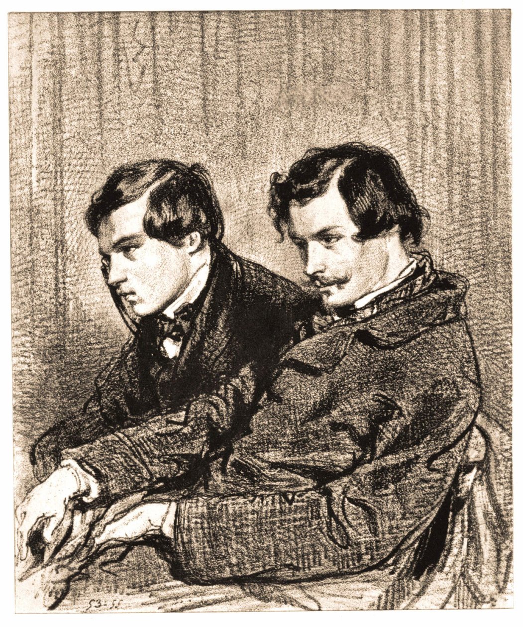 Goncourt-brødrene. Tegning, privat samling af Anonymous Anonymous