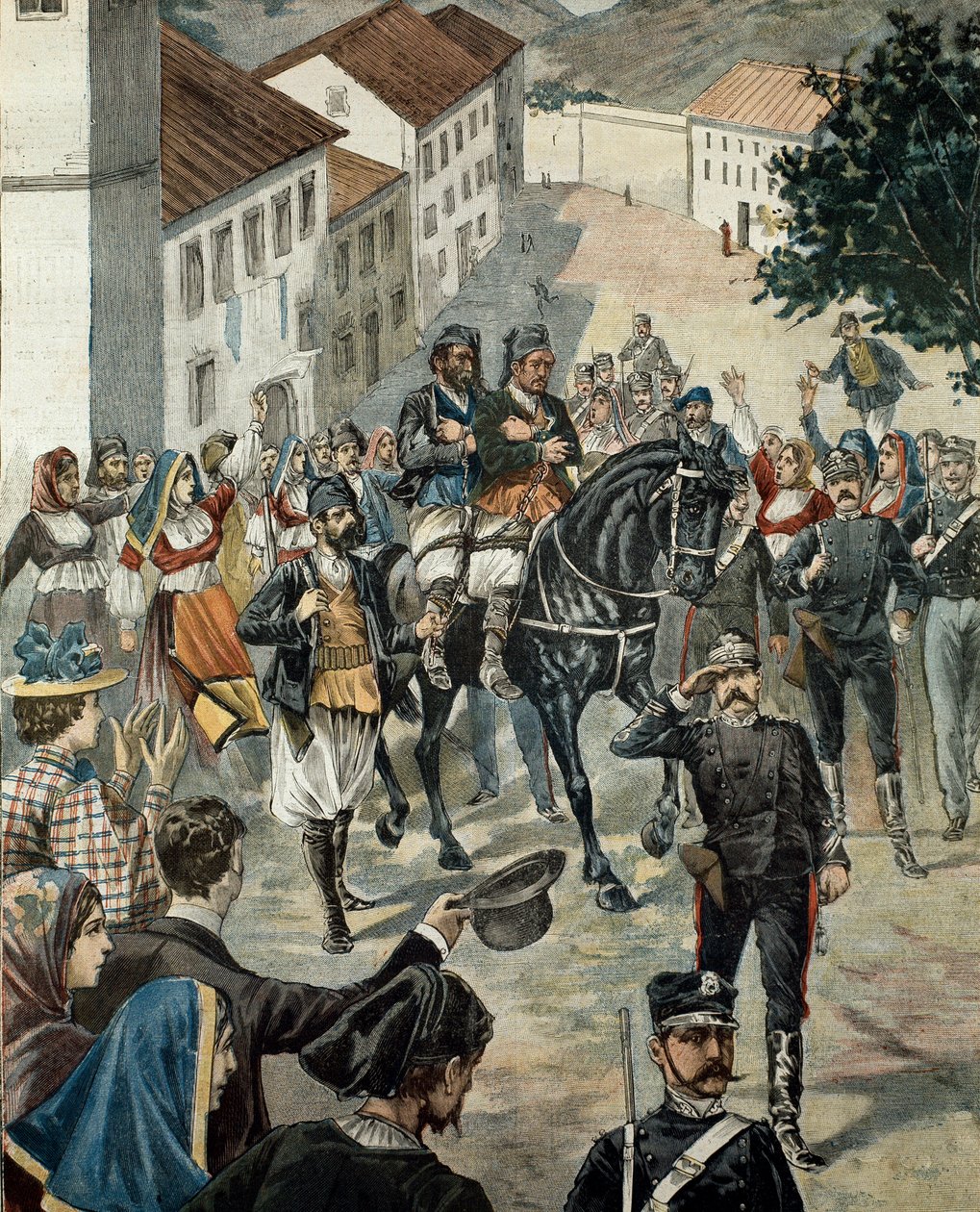 De italienske banditter Moro og Unano taget til fange af sardinsk politi (gravering af Anonymous Anonymous