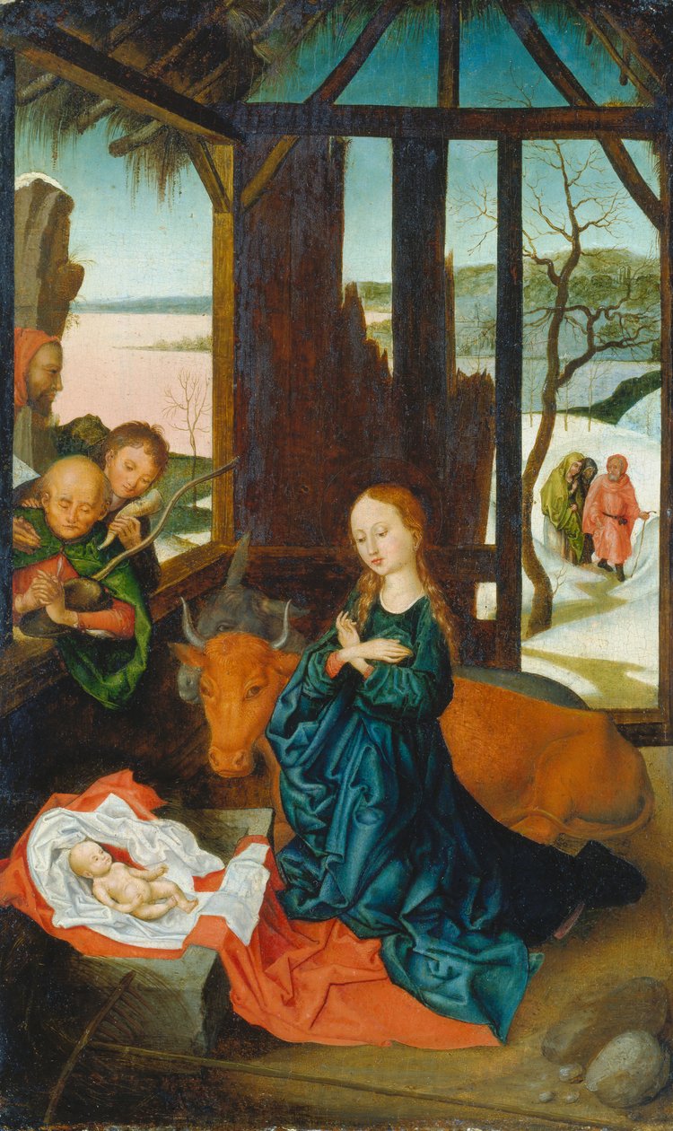 The Nativity, ca. 1500-20 (blandede medier på egetræ) af Anonymous Anonymous